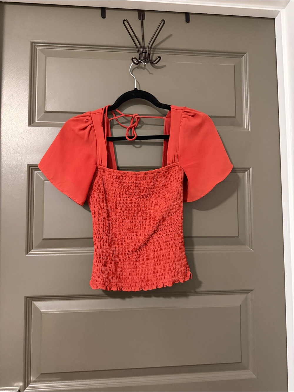 Abercrombie Pink Smocked Short Sleeve Top
